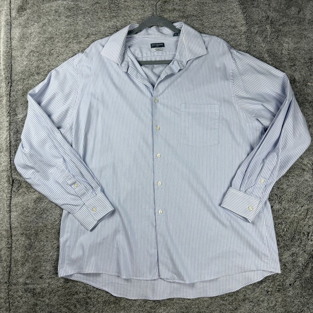 Van Heusen Flex Fitted Stretch Button Up Long Sleeve Men's 17 1/2 x 34/35 Large